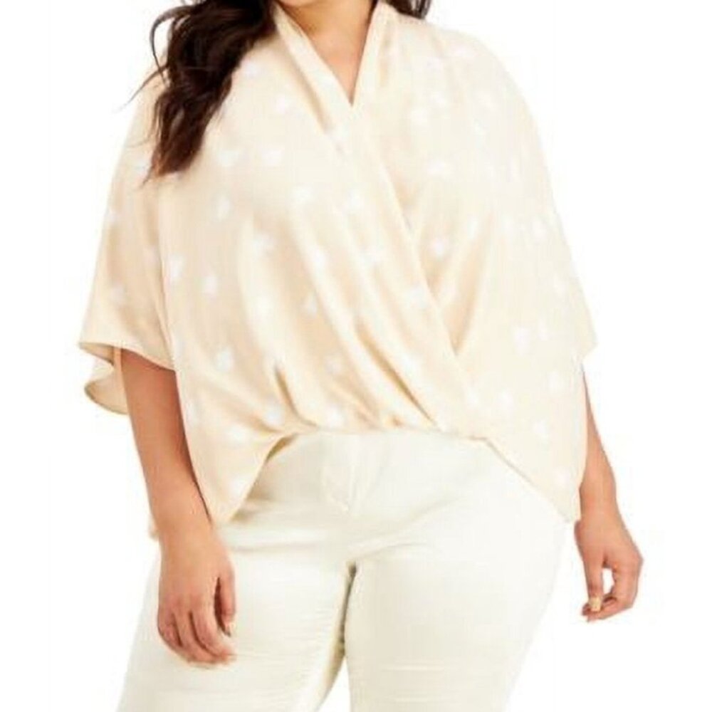 Alfani Printed Wide Sleeve Surplice Plus Size Top 1X